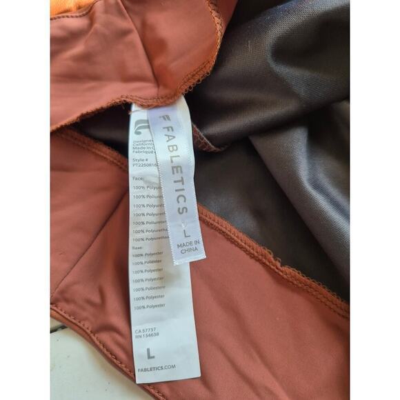 FABLETICS Faux Leather Vegan Leggings Mahogany Brown Sz L - Picture 8 of 10